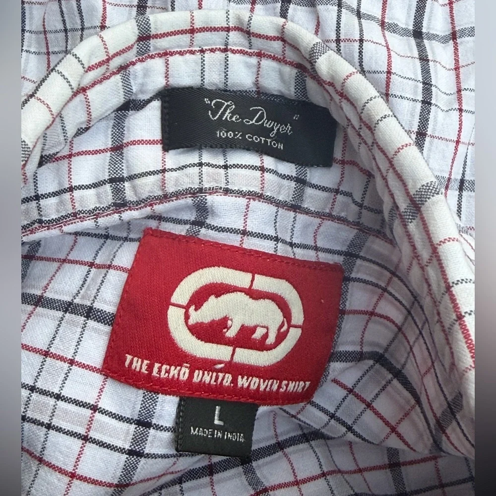 Ecko Unlimited The Dwyer Black Red White Plaid Button Up L The Woven Shirt M8